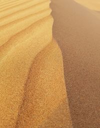 High angle view of sand on beach