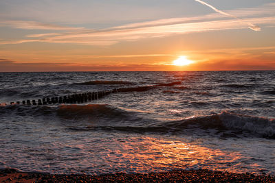 Scenic view of sea against sky during sunset