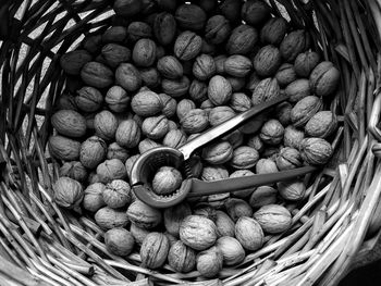 High angle view of fruits in basket