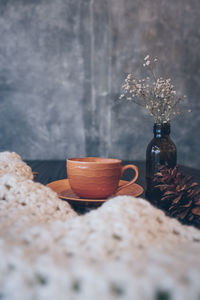 Coffee cup on table