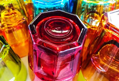 Close-up of red wine glasses