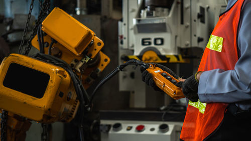 Man working at bus