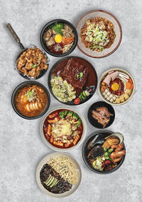 High angle view of food on table