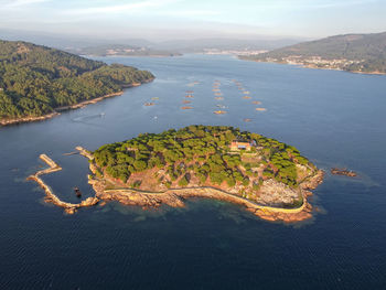 High angle view of sea against sky