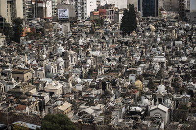 High angle view of buildings in city