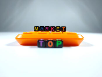 Close-up of toy car on table