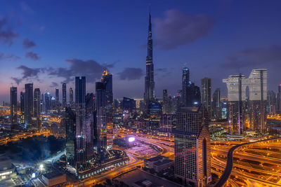 Aerial view of shaikh zayed road dubai early morning