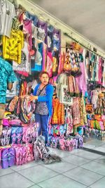 Full frame shot of colorful market stall