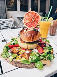 Close-up of food on table