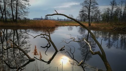 Scenic view of lake against sky