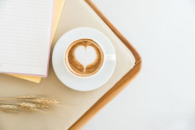 High angle view of coffee on table