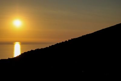 Scenic view of sea against clear sky during sunset