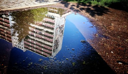 Reflection of built structure in water