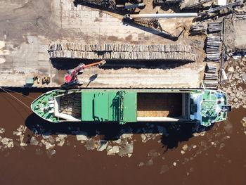 High angle view of abandoned building in city