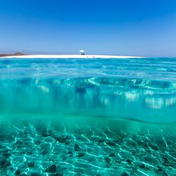 Scenic view of sea against clear sky