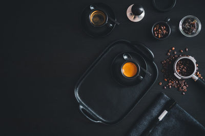 Directly above view  of food on table