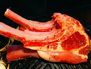 Close-up of ice cream on barbecue grill