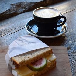 Close-up of breakfast on table