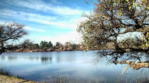 Scenic view of lake against sky