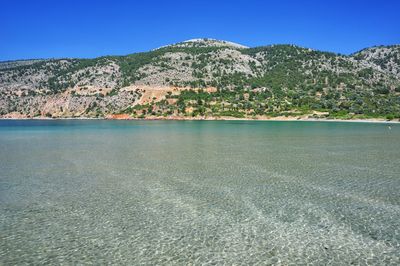 Scenic view of mountains against clear sky