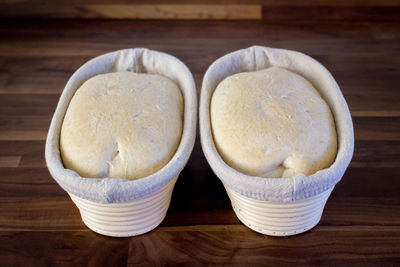 Close-up of ice cream on table