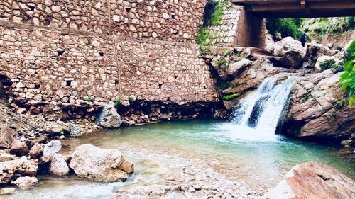 Scenic view of waterfall in forest