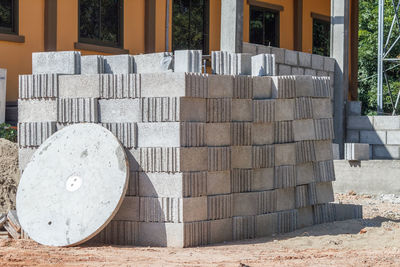 Stack of concrete structure in row