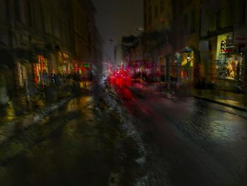 Blurred motion of illuminated city at night