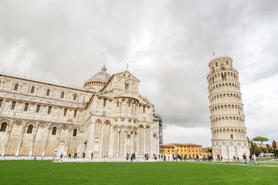 View of leaning tower of pisa and cathedral