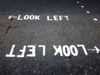 Close-up of road sign