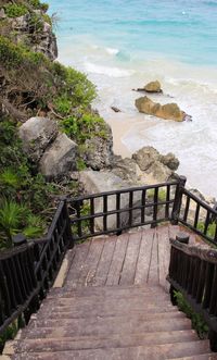 High angle view of observation point on beach