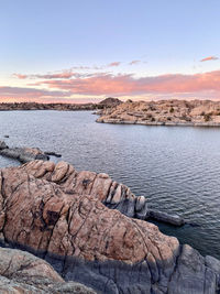 Scenic view of sea against sky during sunset