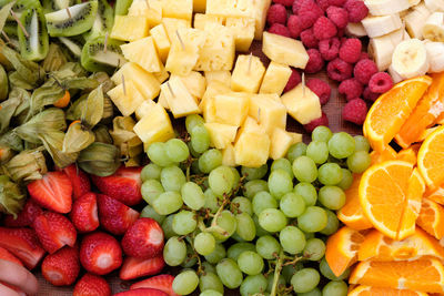 Full frame shot of chopped fruits