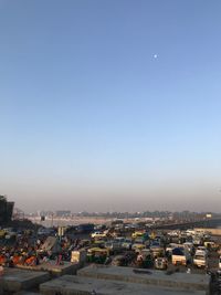 Cityscape against clear sky