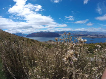 Scenic view of mountains against sky