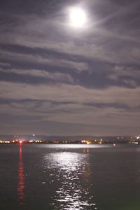 View of calm sea at night