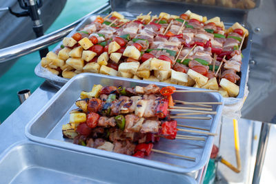 High angle view of food on table