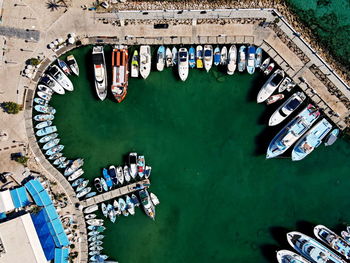 High angle view of boats in a canal