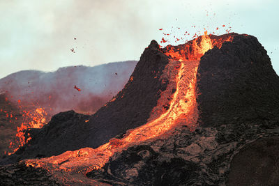 Panoramic view of volcanic mountain