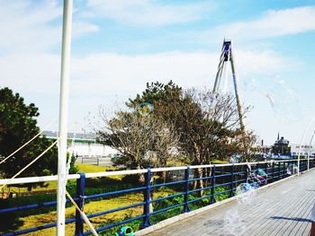 Bridge over river against sky