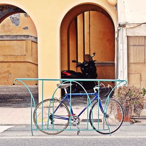 Bicycle parked outside building