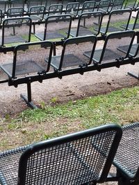 Empty bench in park