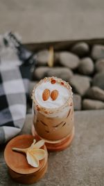 Close-up of dessert on table