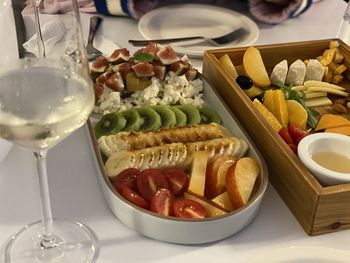 Close-up of fruits in plate on table