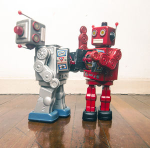 Close-up of toys on table