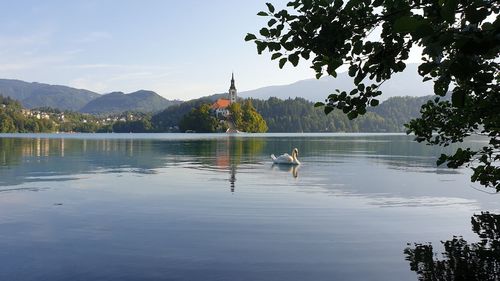 Scenic view of lake against sky