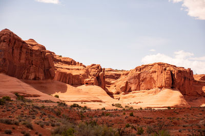 Scenic view of rocky mountains against sky
