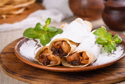 Close-up of food in plate on table