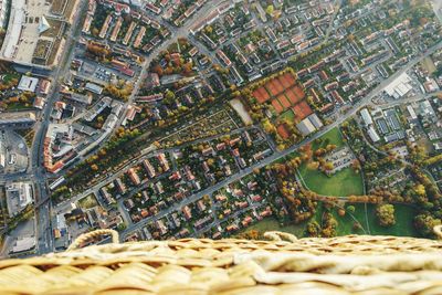 High angle view of city buildings