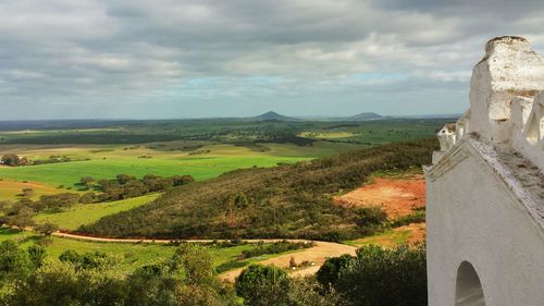 Scenic view of landscape against cloudy sky